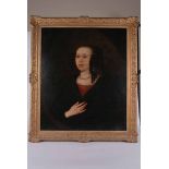 Dutch School (17th Century, Circa 1650) Portrait of a young woman half length wearing a red dress,