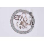 Bulgaria style ladies Quartz wristwatch & Tiffany style pendant mixed white metal rings, necklace