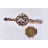 Rolex - a vintage 1930s lady's octagonal 9ct gold wristwatch, the silvered dial with Arabic