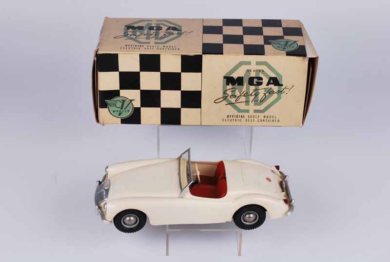 Victory models M.G M.G.A sports car with electric motor, boxed with instructions