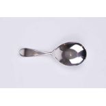 A plain silver caddy spoon with teardrop bowl, London 1920 by Charles William Fletcher, 12.5 g