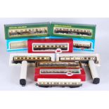 Collection of twelve railway carriages, seven boxed by Airfix, Replica, Dapol, mainline