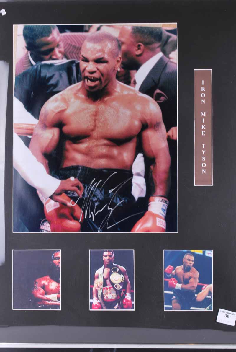 Large framed portrait of Mike Tyson signed 87cm x 67cm