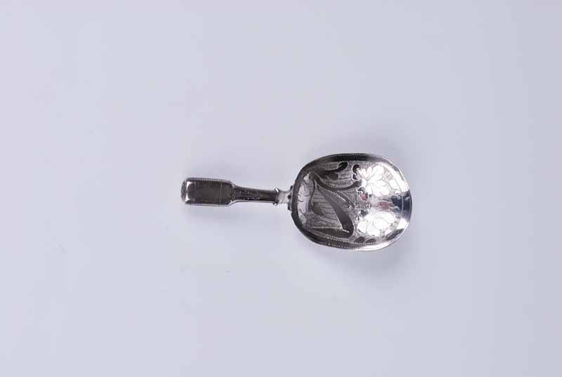 A Victorian brightcut silver caddy spoon, Birmingham 1842 by Taylor & Perry, 5.5 g