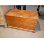 Stained pine blanket box.