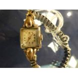 A Bucherer gold plated lady's vintage wrist watch on expanding strap