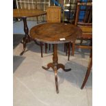 Small George III oak snap top pedestal occasional table.