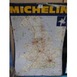 A 1970s tinplate Michelin road map of England reproduced from map 980.