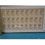 A framed uncut set of 27 silk embroidered sweetheart cards 'From Your Sister', 37 cmx 73 cm,