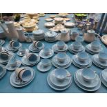 124 piece poole pottery tea service in sky blue and Beige