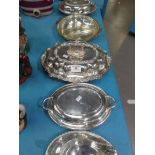 A good quality Walker & Hall chafing dish with Rococo handle and rim; together with two smaller