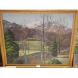 H N Almond PPLAS (1918 - 2000) Oil on canvas of Helvelyn from Grasmere. Signed Lower Left 61cm x