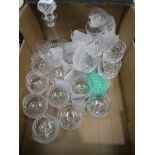 A glass decanter and 20 items of Webb Corbet crystal drinking glasses.