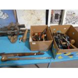 A large collection of vintage joiners tools, clamps, planes etc.