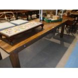 A large Victorian pine farmhouse kitchen table 8ft long.