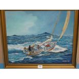 Leonard Dawkins (British, 20th/21st century) oil on canvas maritime scene 'Felicitas', signed