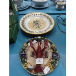 A Portuguese Pallisy style lobster plate and a faience plate.
