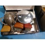 A mixed lot including plated smallware, coins, purses, perfume etc.