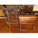 Two small oak drop leaf occasional tables.