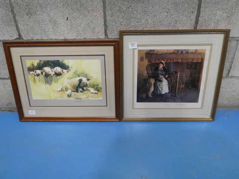 Two David Shepherd pencil signed limited edition prints : Cottage Companions and Porkers