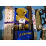 A Merrythought Titanic bear in original hinged box - Ribchester museum of childhood.