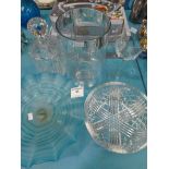 Ten items of crystal glass including decanter, vases, fruit bowls etc