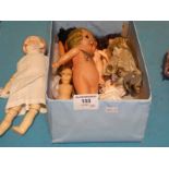 A collection of small mainly mid 20th century dolls, various materials and conditions28cm and