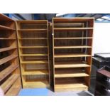 Five 7ft pine open bookcases