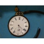 1862 silver cased open face pocket watch, white face, seconds dial with key