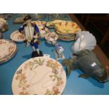 Five mixed ceramic items including Royal Worcester Admiral, Pottery Carp, Lladro dove, Delft cow and