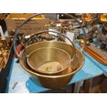 Two brass preserve pans