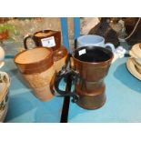 A Beswick copper lustre Tankard, A Doulton jug and beaker in part treacle glaze, and an early