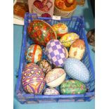Fifteen decorated two part egg containers