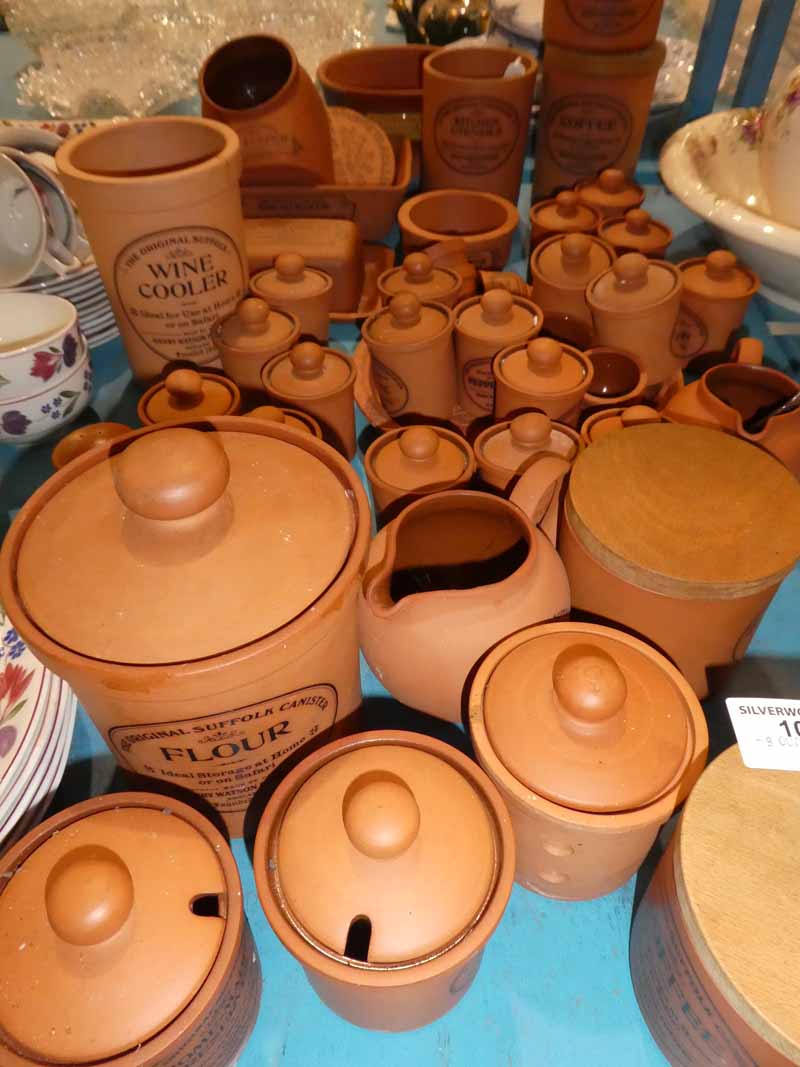 A large quantity of approx 45 items of printed terracotta kitchen ware.