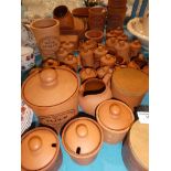 A large quantity of approx 45 items of printed terracotta kitchen ware.