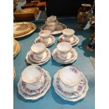 A Foley bone china 21 piece tea service in the Cornflower pattern for six places.