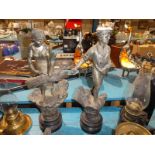 A pair of French spelter Industrie figures
