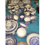 A mixed lot of blue and white tableware and childrens tableware