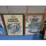 Four French Tin Tin posters and a pair of Barbar the Elephant posters