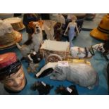 Ten ceramic animals and figures including Beswick Magpie