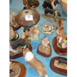 Sixteen resin farm animals, model birds including: Border Fine Arts