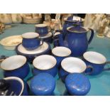 A quantity of blue Denby Stoneware tea service mini rabbit and Wedgewood Peter Rabbit dish