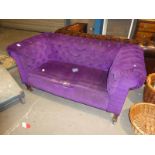 Late Victorian Chesterfield sofa in purple velour.