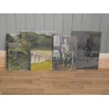 Edward Heeley (1935-2011)six oil on board studies, some unfinished 50.5cm x 38cm and smaller (6)