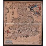 17th Century map of England Angliae Regnum by Nicholas Visscher II, with dedication to William III