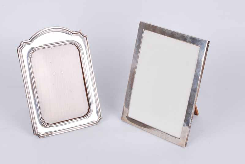 Silver hallmarked picture frame Birmingham 1920 together with another of plain form