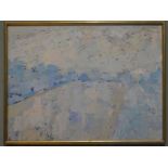 Edward Heeley (1935-2011) oil on canvas impasto abstract landscape Blue Landscape, Malhamdale signed