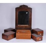 A 19th century mahogany wall mounted hall mirror and glove box 98cm x 44cm x 20cm