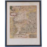 A rare17th Century military map plan of the Battle of Blenheim, pub A Roper c1705, 3 to the mile