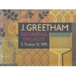 1957 signwriting examination piece advertising J Greetham, Decorating Specialist, 5 Sloan St SW1